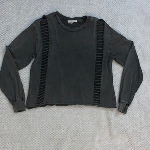Distressed ripped gray long sleeve